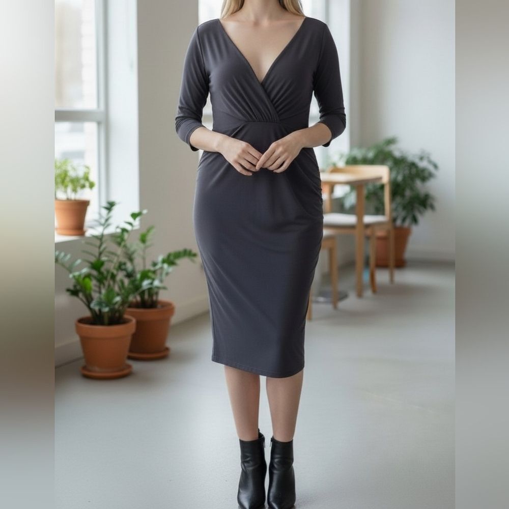 Ralph Lauren Elegant Black Surplis V-Neck Dress